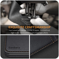 Ganbary Case Compatible with Samsung Galaxy A52s 5G/ A52 5G&4G, Premium PU Leather Flip Wallet Case [Full Protection] [Card Slots] [Kickstand], Black