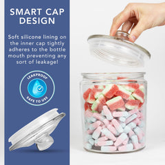 HEFTMAN Glass Jar with Lid - 2 Litre Clear, Empty Sweet Jars with Airtight Push-Top Lid - Sturdy Glass Vintage Apothecary Jars Perfect for Sweets, Coffee, Sugar, Laundry Pods Storage Container