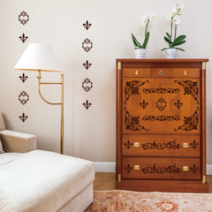 INFUNLY 4PCS Corner Stencils for Painting Flower Border Wall Stencil Large Square Lace Tile Stencil Corner Furniture Stencils Reusable DIY Art Craft Template for Wood Walls Canvas Paper Fabric Floor