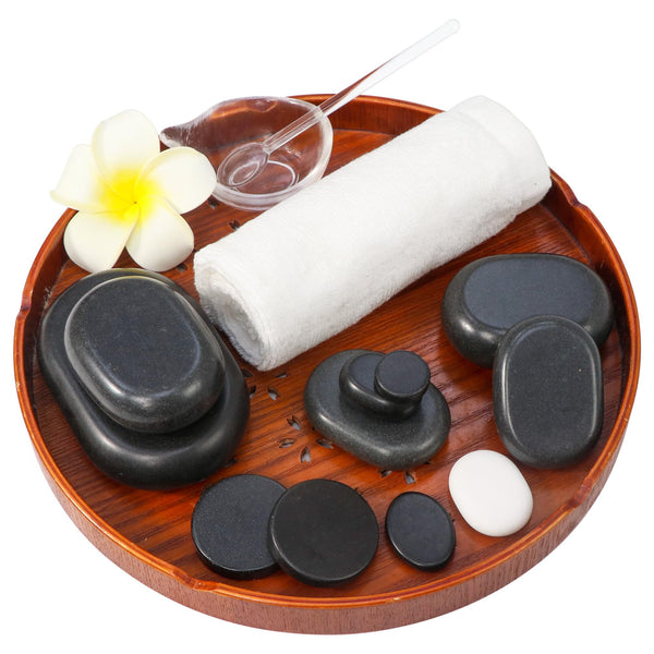 Master Massage Professional Hot Stone Set for Body Massage with Bamboo Box, 50pcs