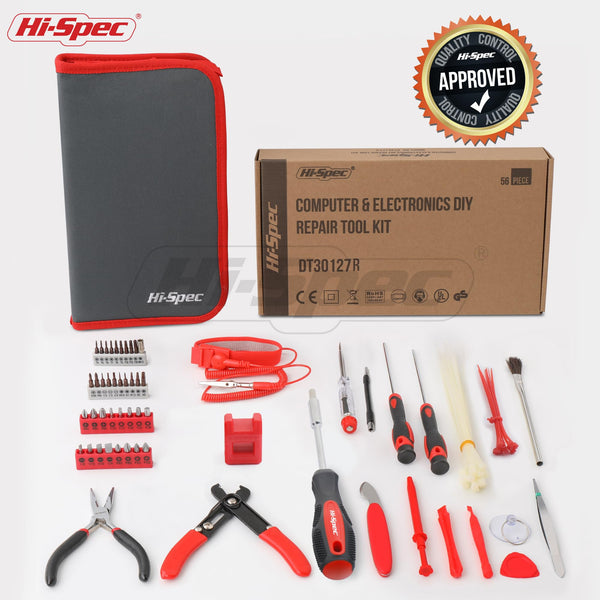 Hi-Spec 56pc Electronics Repair & Opening Tool Kit Set for Laptops, Devices, Computers, PC Building & Gaming Accessories. Precision Small Screwdrivers with Pry Tools