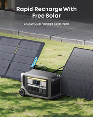 Anker SOLIX F3000, 3600W 3072Wh Power Station with 2x 400W Solar Panel