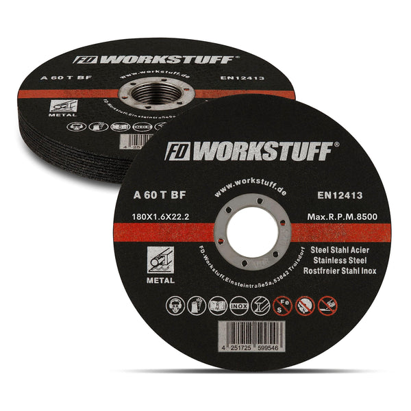 Professional Cutting Discs 10 Pack Ø 180 mm x 1.6 mm Thin Inox Slitting Discs for Stainless Steel & Metal For Cutting & Angle Grinders FD-Workstuff