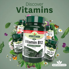 Natures Aid Vitamin B12 1000µg – High Strength Methylcobalamin Supplement – Supports Energy & Reduces Tiredness – Vegan, Vegetarian, Gluten Free – Not Gummies or Capsules – 180 Tablets