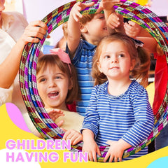 FlickBuyz Hula Hoop - Multicolor Fitness Hula Hoops - Plain and Glitter 55cm, 65cm, 75 cm Plastic Hula Hoops, Fitness and Dance Exercise Hoola Hoops (8, Glitter (55cm))
