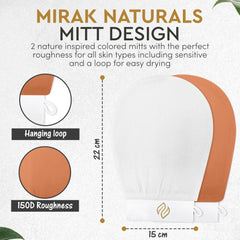 Mirak naturals 2 Exfoliating Gloves - SPA Hammam Body Scrubber - Fake Tan Remover Exfoliator Mitts