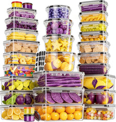 XJGQZ 30 Pcs Food Storage Containers with Lids Airtight, Leak proof Containers Set for Kitchen, Meal Prep, BPA-Free, PVC-Free Plastic, Microwave/Dishwasher Safe, Extra Labels & Pen
