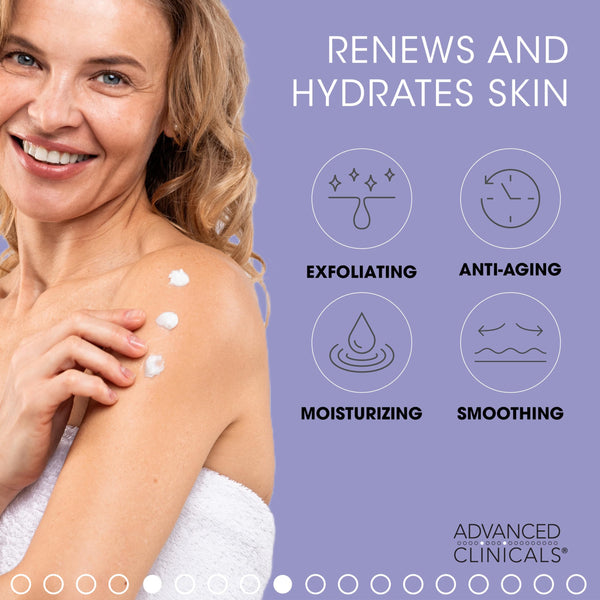 Advanced Clinicals 10% Glycolic Acid + Lactic Acid Lotion Exfoliant Moisturizing Cream With Hyaluronic Acid Moisturizer | AHA Exfoliating Body Cream Improves Look Of Uneven Rough Skin Texture, 16 Oz