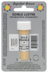 Sugarflair GOLD SPARKLE Edible Lustre Dust Powder - Cake Decorating Shimmer - Add a Shimmering Sheen to Cake Decorations, Bakes, Icing, Pastes & Chocolate 2g