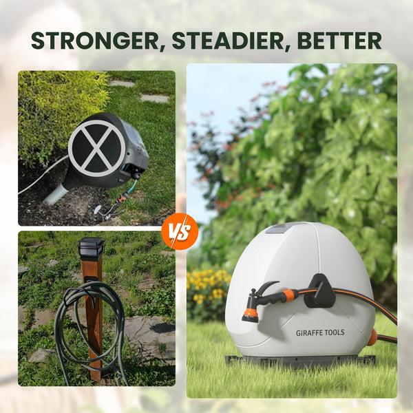 Giraffe Tools 40M Retractable Garden Hose Reel, Ground Mounted