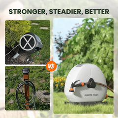 Giraffe Tools 40M Retractable Garden Hose Reel, Ground Mounted
