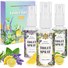 Scent-Hi Toilet Spray with Lavender, Linen & Mint 3 Pack (30ml/1oz) Natural Aromatherapy Luxury Bathroom Spray