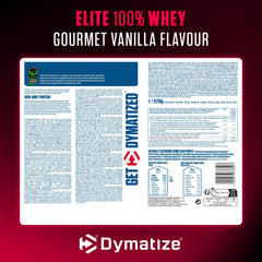 Dymatize Elite 100% Whey Gourmet Vanilla 2170g - High Protein Low Sugar Powder + Whey Protein and BCAAs