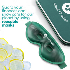 Medi Grade Cooling Eye Mask With Gel Pads and Insulated Thermo-Bag for Puffy Eyes - Ice Cold for Morning/Night Skincare Routine and Reducing Dark Circles - Soft