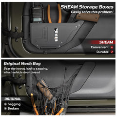 SHEAM Metal Front Door Storage Pockets for 2009-2018 Jeep Wrangler JK JKU, Sturdy Door Organizer Box Pockets Insert Accessories for Replace Sagging Nets -2 PCS