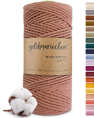 goldmariechen - Premium Makramee Garn (Rosenholz) 3mm x 100m - 100% Baumwolle - Makrameegarn Baumwollgarn für DIY-Deko Wandbehang, Blumenampel, Vorhang, Traumfänger, Schlüsselanhänger, Türvorhang
