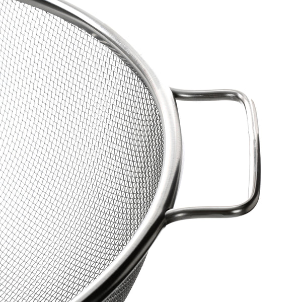 Premier Housewares Round Stainless Steel Sieve With Dual Handles | Fine Mesh Metal Sieve Colander For Kitchen Use | Sturdy Steel Colander Strainer For Draining Ingredients