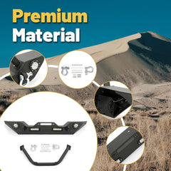 ECOTRIC Front Bumper Compatible with Jeep Wrangler JK JL/JLU Gladiator JT