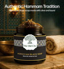 Moroccan Black Beldi Soap – Olive Oil, Oud & Amber – Traditional Hammam Cleanser – Detoxifying & Moisturising – Vegan, Natural, Whole Body Use (250 ml, Oud & Amber)