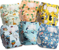 Littles and Bloomz Baby Reusable Pocket Nappy Cloth Diaper, Standard Hook-Loop, 6 Nappies, FLV2-0602