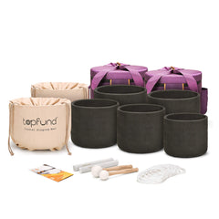 TOPFUND 6-10" 432Hz Chakra Set of 7 Black Crystal Singing Bowls with Heavy Duty Carrying Cases and Mallets