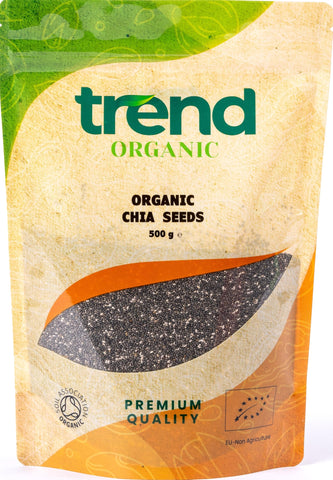 Trend Organic Chia Seeds, 500g–Good Source of Protein, Fibre, Healthy Fats, and Essential Minerals – Ideal for Smoothies – Certified Organic, Vegan, GMO-Free, No Additives No Preservatives, Raw