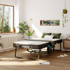 CAIYUN Folding Bed with Mattress,Guest Z Single Bed,Portable Foldable Beds with Memory Foam Mattress and Fabric Storage Bag,Spare Beds,Rollaway with Fold-up Metal Frame 190 x 80CM