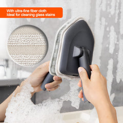 CLEANHOME Shower Scrubber,4-in-1 Scrubbing Brush with Long Handle(132 cm), 3 Different Fibre Cleaning Pad,Suitable for cleaning bathtubs, floor tile gaps, and glass mirrors.