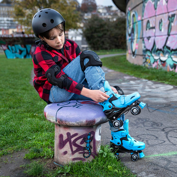 Xootz Kids Quad Skates, Beginner Adjustable Roller Skates Boys, Blue/Black