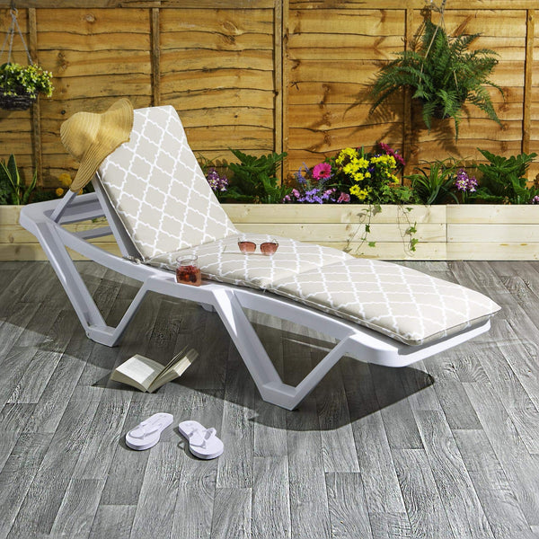 Harbour Housewares 1x Beige Moroccan 180cm x 50cm Sun Lounger Cushion - Replacement Outdoor Garden Patio Sunbed Chair Pad - Master Range Cushion Only