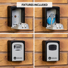 Defender Combination Dial Key Safe - Outdoor Wall Mounted Waterproof Key Lock Box - Secure Combination Key Storage Cabinet with Free Fixing Kit for Home, Office & Airbnb