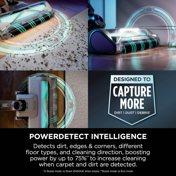 Shark PowerDetect Cordless Vacuum Cleaner, DuoClean Detect, Reverse Clean, Anti Hair Wrap Plus, Lightweight, 70 Min Runtime, Pet, Crevice & Multi-Surface Tools, Flexible, Handheld Mode, Grey IP1251UKT