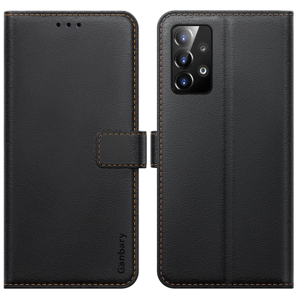 Ganbary Case Compatible with Samsung Galaxy A52s 5G/ A52 5G&4G, Premium PU Leather Flip Wallet Case [Full Protection] [Card Slots] [Kickstand], Black