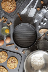 Chef Aid Non-Stick Spring Form Cake Tin, Round Cake pan with Loose Base for Easy Release, Fridge and Freezer Safe,Grey, 22.6 x 6.8 cm