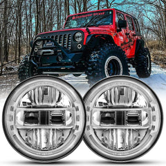 AUDEXEN New Brighter 7 Inch Led Headlights DOT Approved Round Headlight with DRL Low Beam & High Beam Compatible with Jeep Wrangler JK JKU LJ CJ TJ 1997-2018 LED Head lamps - Chrome