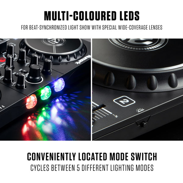 Numark Party Mix - DJ Controller with Party Lights, DJ Set with 2 Decks, DJ Mixer & soundcore by Anker Q30 Hybrid Active Noise Cancelling Headphones with Multiple Modes