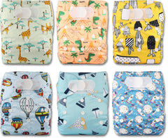 Littles and Bloomz Baby Reusable Pocket Nappy Cloth Diaper, Standard Hook-Loop, 6 Nappies, FLV2-0602