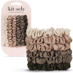 Kitsch Satin Scrunchies for Women 6pcs - Eucalyptus
