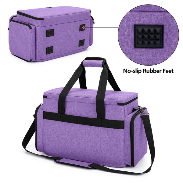 CURMIO Sewing Machine Bag for Most Standard Sewing Machine, Universal Sewing Machine Carrying Case with 2 Removable Zipper Pouches for Sewing Supplies, Purple (Patent Design)