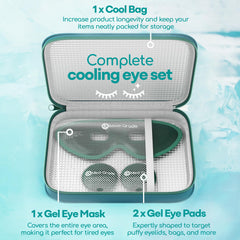 Medi Grade Cooling Eye Mask With Gel Pads and Insulated Thermo-Bag for Puffy Eyes - Ice Cold for Morning/Night Skincare Routine and Reducing Dark Circles - Soft
