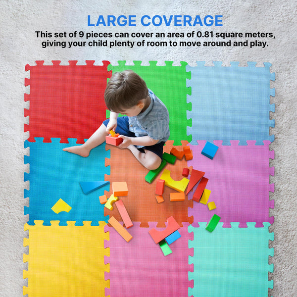 STERUN Foam Play Mat – EVA Puzzle Baby Mats, Multicolor 36pcs, 10mm Thick, 30x30cm Interlocking Tiles for Indoor/Outdoor Play & Yoga