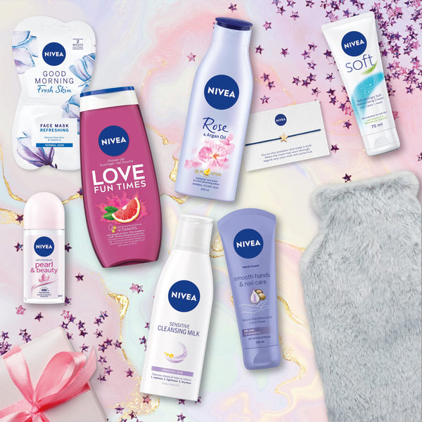 NIVEA Ultimate Rainbow Kit Gift Set (9 Pieces), Refreshing and Colourful Set Includes Shower Gel, Cleansing Milk, Face Mask, and More, for Women