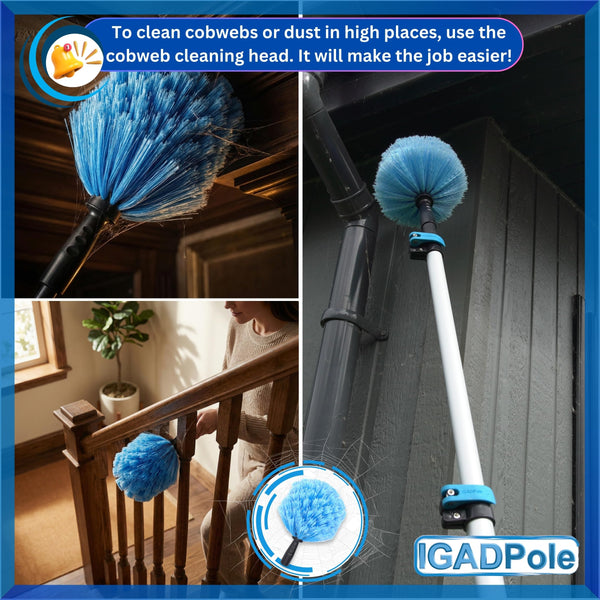 30ft Telescopic Water-Fed Solar Panel and Window Cleaning Pole Kit — Extendable Reach Cleaner with Brush, Soap Dispenser, Cobweb & Feather Duster — Soffit, Fascia, Conservatory