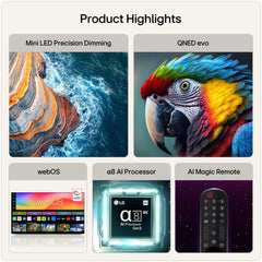 LG 55QNED85B6B QNED Evo MiniLED AI 4K Smart TV QNED85, α8 Processor Gen3, 120Hz, VRR 144Hz, Dolby Vision, Filmmaker Mode™, FreeSync Compatible, AMD, Google Cast, Model Year 2026