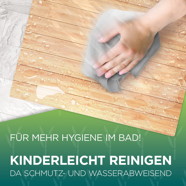 Green'n'Modern Badematte aus Bambus rutschfest 80 x 50 | Bambusmatte Badteppich Badezimmer | Holz Duschvorleger hygienisch | Holzteppich Fußbodenauflage | Bambusteppich als Badmatte | WC-Matte