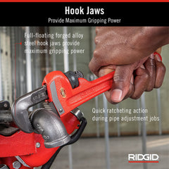 RIDGID 31010 10-inch Heavy-Duty Straight Pipe Wrench, 10-inch Plumbing Wrench,Red