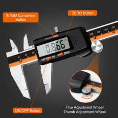 FortCeremy Digital Vernier Caliper, 150mm Electronic Vernier Caliper with Big LCD Screen, Digital Precision Micrometer Measuring Caliper Gauge Tool with Mm/Inch Conversion High Precision