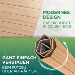 Green'n'Modern Badematte aus Bambus rutschfest 80 x 50 | Bambusmatte Badteppich Badezimmer | Holz Duschvorleger hygienisch | Holzteppich Fußbodenauflage | Bambusteppich als Badmatte | WC-Matte