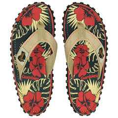 Gumbies Islander Flip-Flops | Unisex Classic Canvas Flip-Flops with Recycled Rubber Outsole & Cotton Footbed | Contoured, Lightweight & Everyday Comfortable | Denim Hibiscus | EU 39