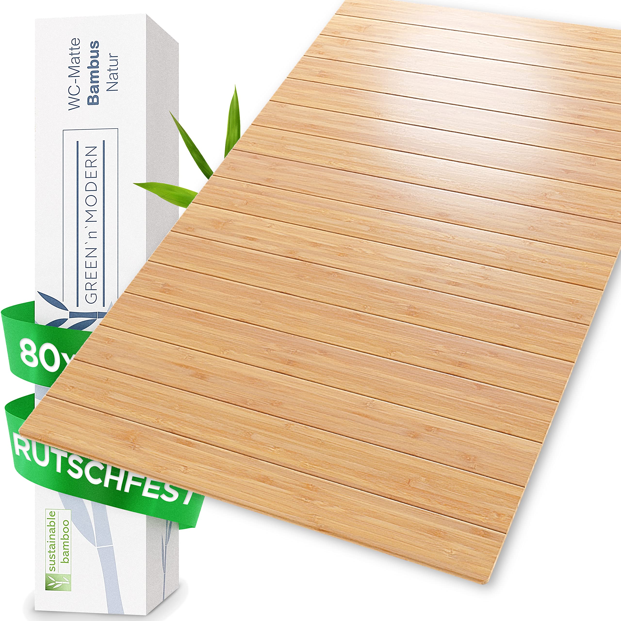 Green'n'Modern Badematte aus Bambus rutschfest 80 x 50